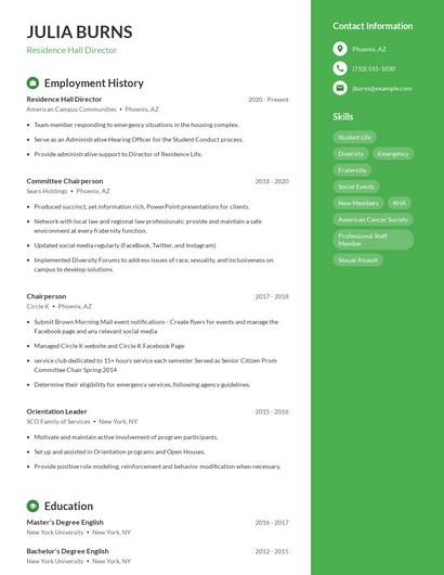 Resume example 5
