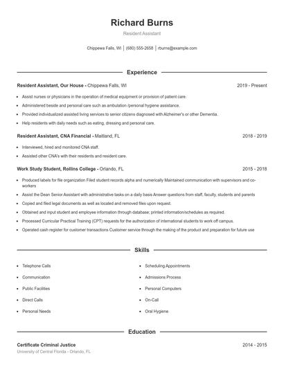 Resume example 1