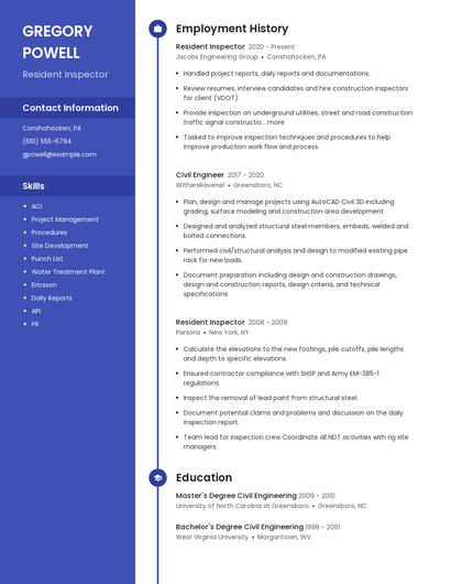 Resident Inspector Resume