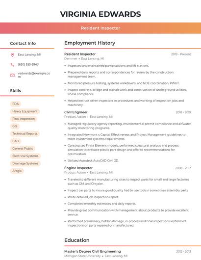 Resident Inspector Resume