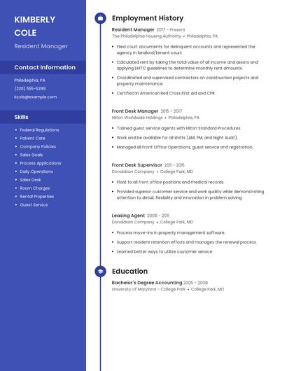 Resident Manager Resume