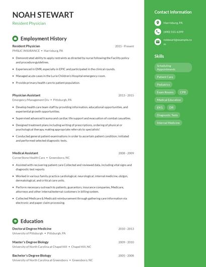 Resident Physician Resume