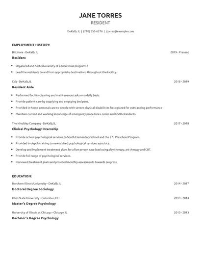 Resident Resume