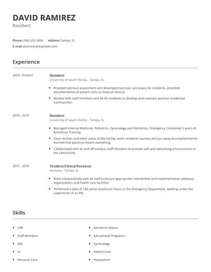 Resident Resume