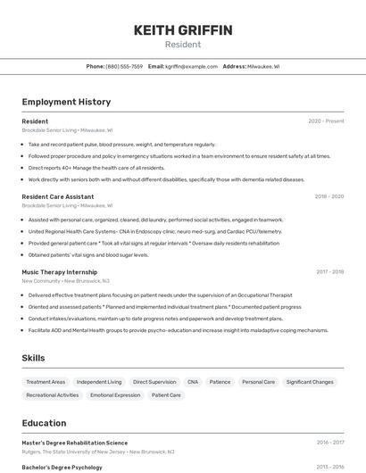Resident Resume