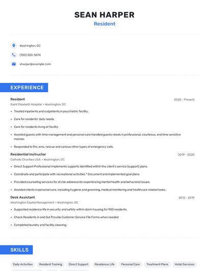 Resident Resume