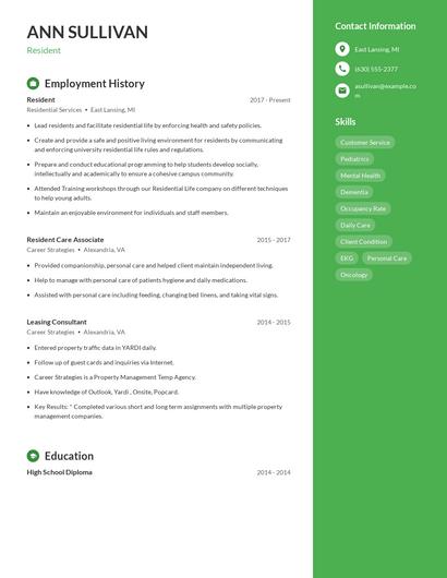 Resume example 5