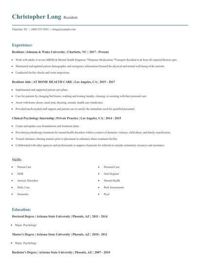 Resident Resume