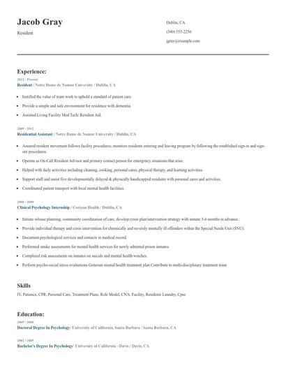 Resident Resume