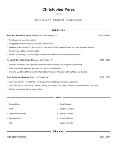 Resident Resume