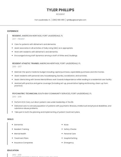 Resident Resume