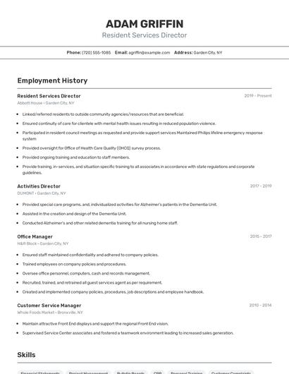 Resume example 2