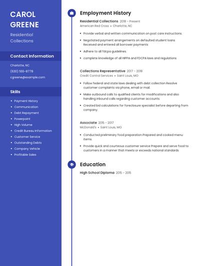 Residential Collections Resume