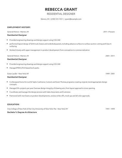 Residential Designer Resume