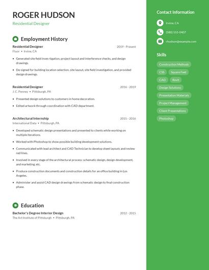 Residential Designer Resume