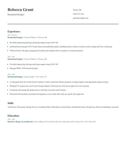 Residential Designer Resume