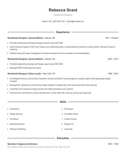 Residential Designer Resume
