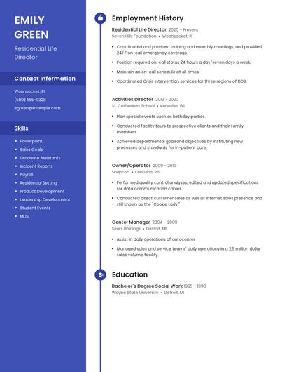 Residential Life Director Resume