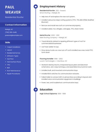 Residential Roofer Resume