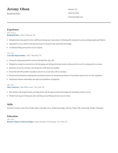 Residential Sales Resume