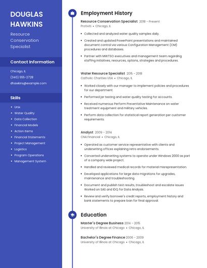 Resource Conservation Specialist Resume