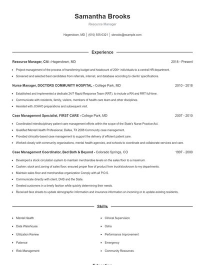 Resume example 1