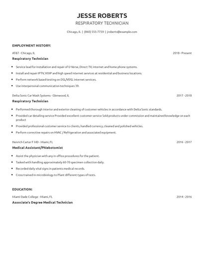 Respiratory Technician Resume
