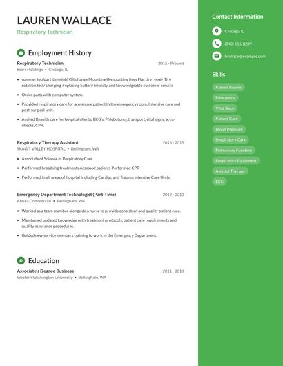 Respiratory Technician Resume