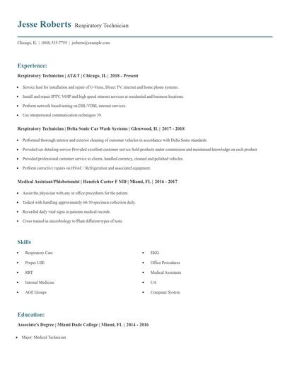 Respiratory Technician Resume