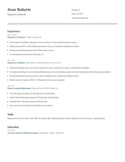 Respiratory Technician Resume