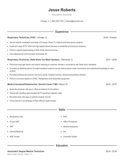 Respiratory Technician Resume