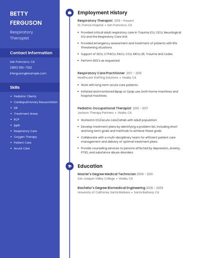 Respiratory Therapist Resume