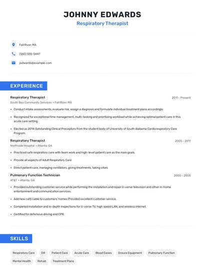 Respiratory Therapist Resume