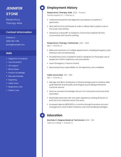 Respiratory Therapy Aide Resume
