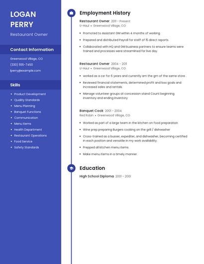 Restaurant Owner Resume