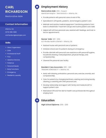 Restorative Aide Resume