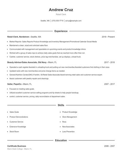 Resume example 1