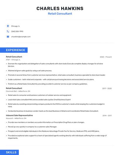 Retail Consultant Resume