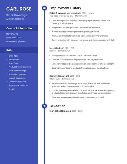Retail Coverage Merchandiser Resume