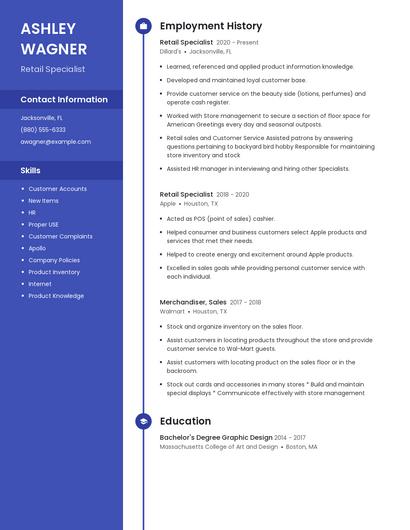 Retail Specialist Resume