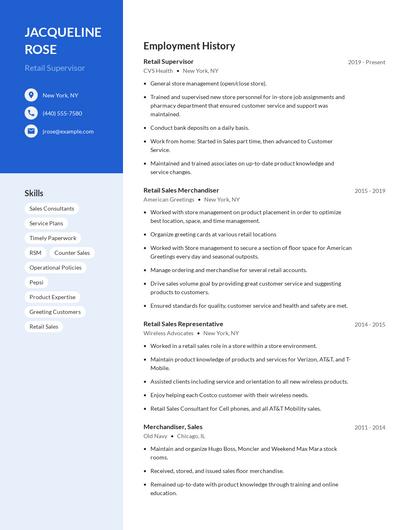 Retail Supervisor Resume