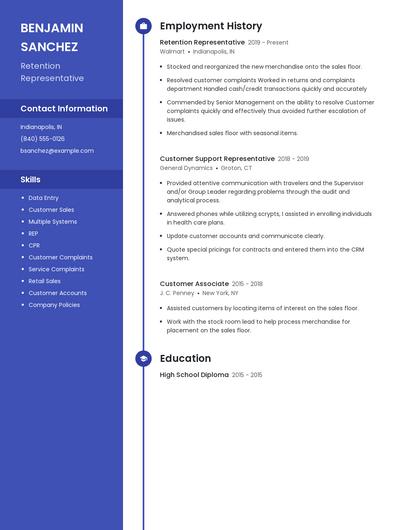 Retention Representative Resume