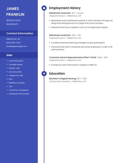 Retirement Assistant Resume