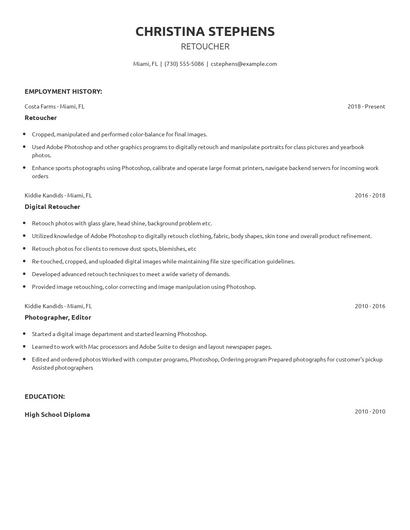 Retoucher Resume