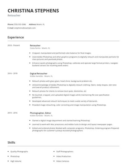 Retoucher Resume