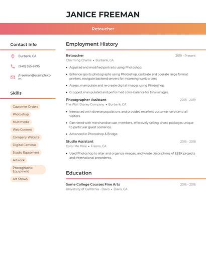 Retoucher Resume