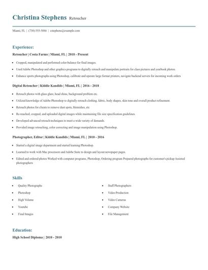 Retoucher Resume