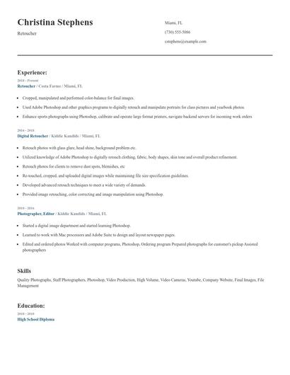 Retoucher Resume