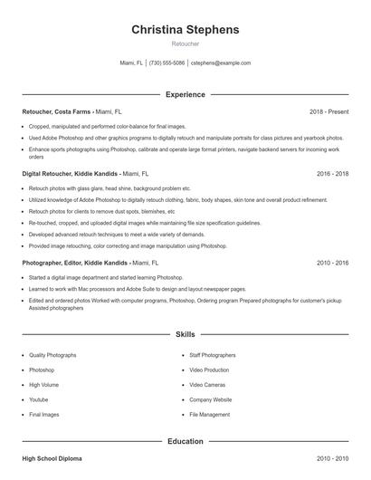 Retoucher Resume