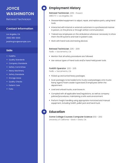 Retread Technician Resume
